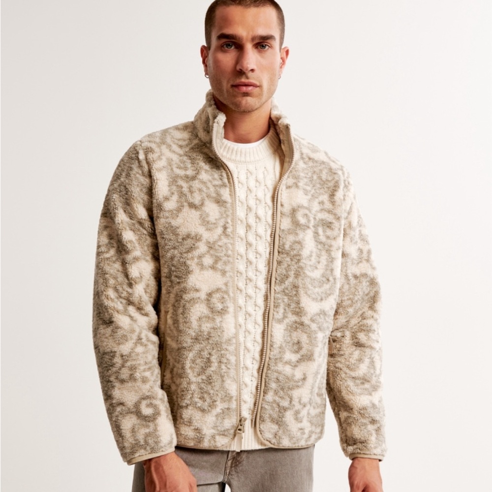 Abercrombie & Fitch Pattern Sherpa Full-Zip Jacket NWT